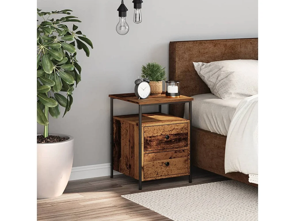 Table de chevet vieux bois 34x35,5x50 cm bois d’ingénierie