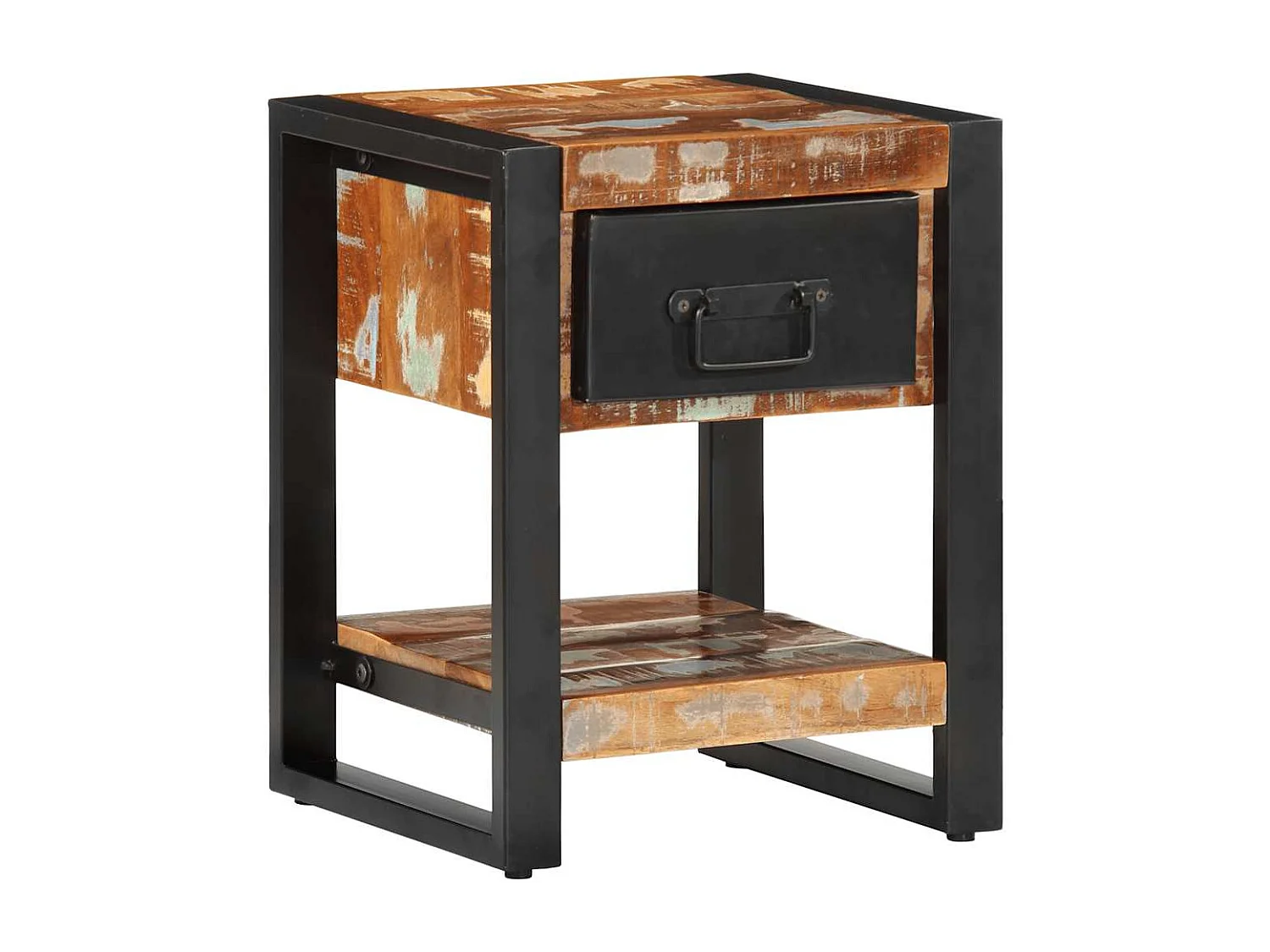 Table de chevet multicolore 35x34x45cm bois massif récupération