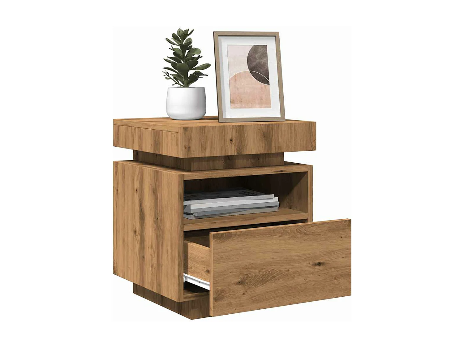 Mesitas de noche con luces LED 2 unidades roble artisan 40x39x48,5cm