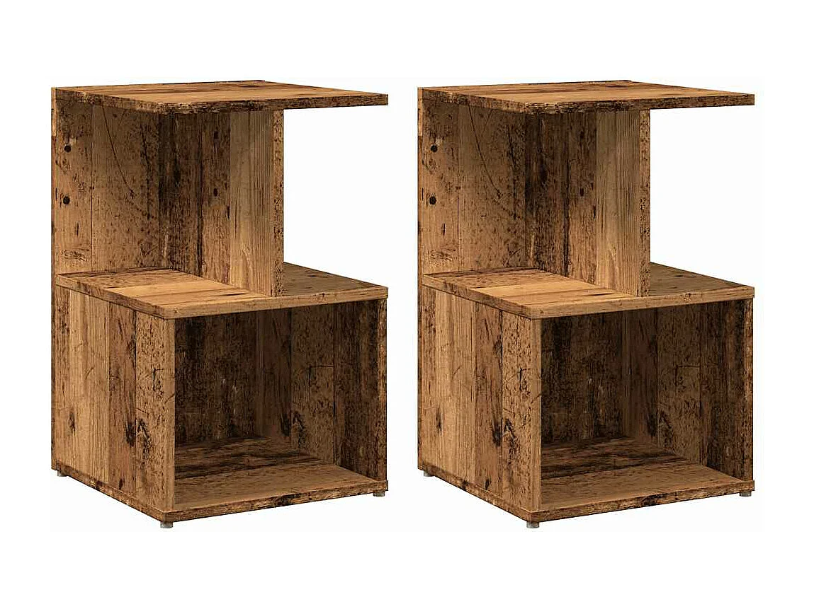 Tables de chevet 2 pièces vieux bois 35x35x55 cm bois d'ingénierie