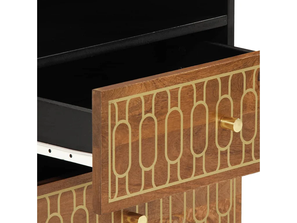 Mesita de noche madera maciza de mango 50x33x62 cm