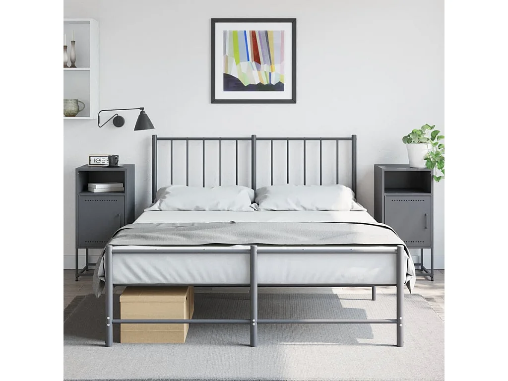 Tables de chevet 2 pièces anthracite 36x39x78 cm acier