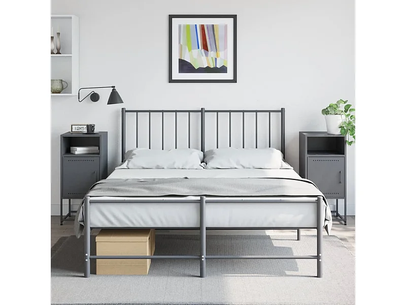 Tables de chevet 2 pièces anthracite 36x39x78 cm acier