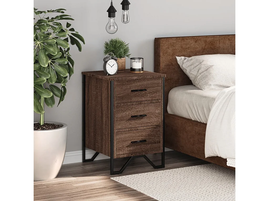 Table de chevet chêne marron 40x41x60 cm bois d'ingénierie