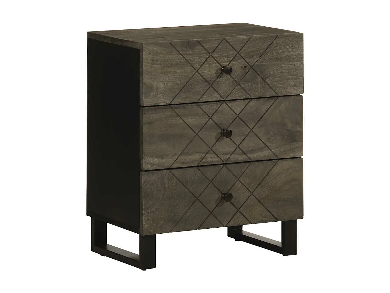 Table de chevet noir 50x33x62 cm bois de manguier solide