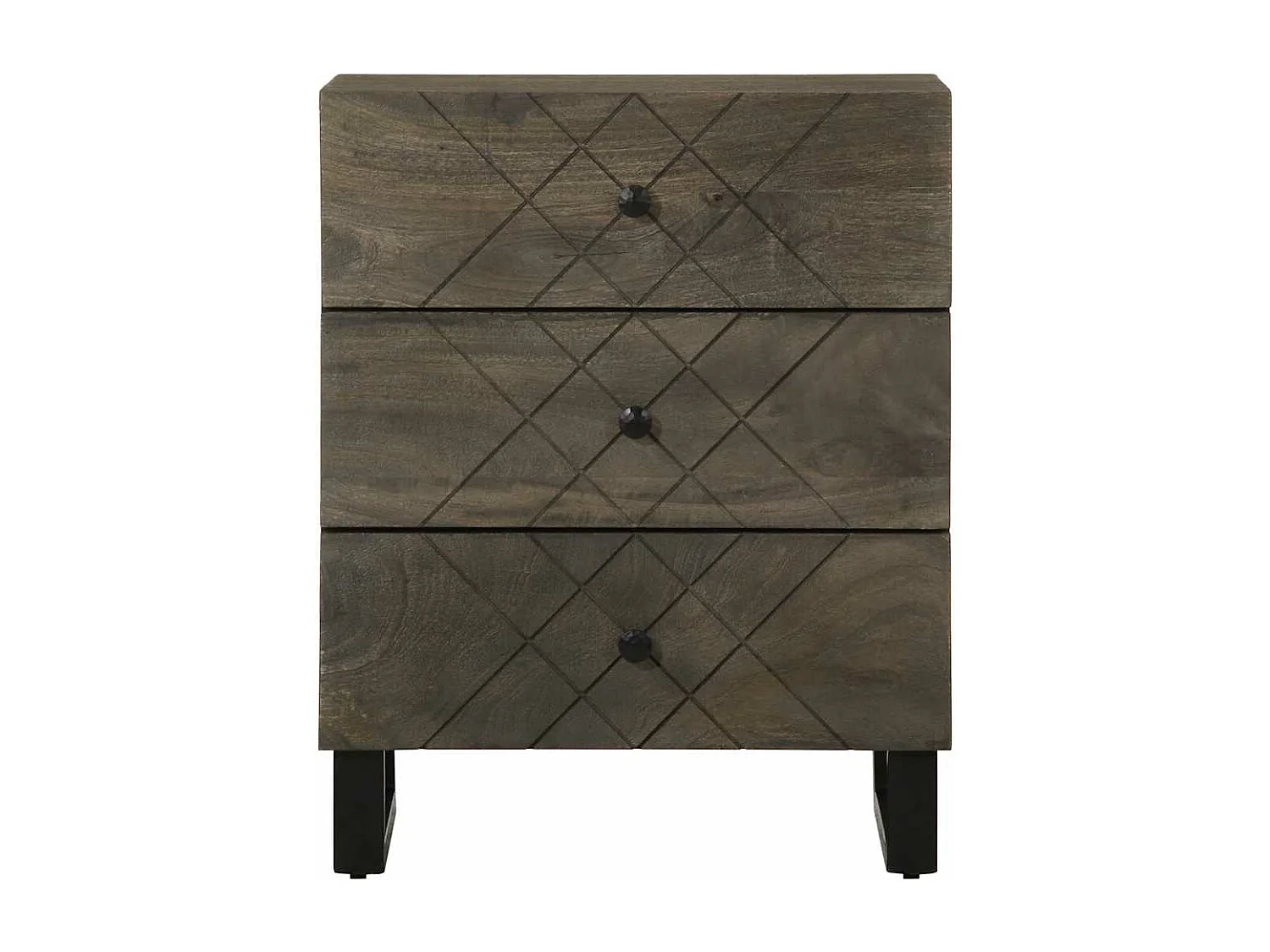 Table de chevet noir 50x33x62 cm bois de manguier solide