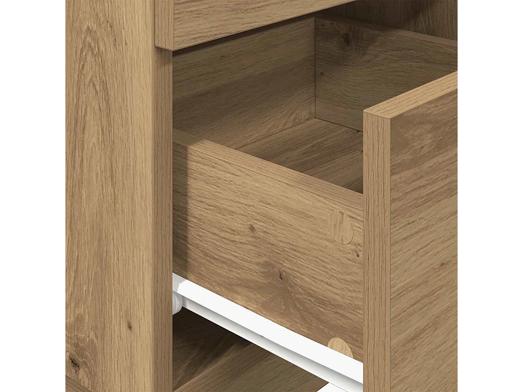 Mesilla de noche con 2 cajones roble artesano 36x36x68 cm