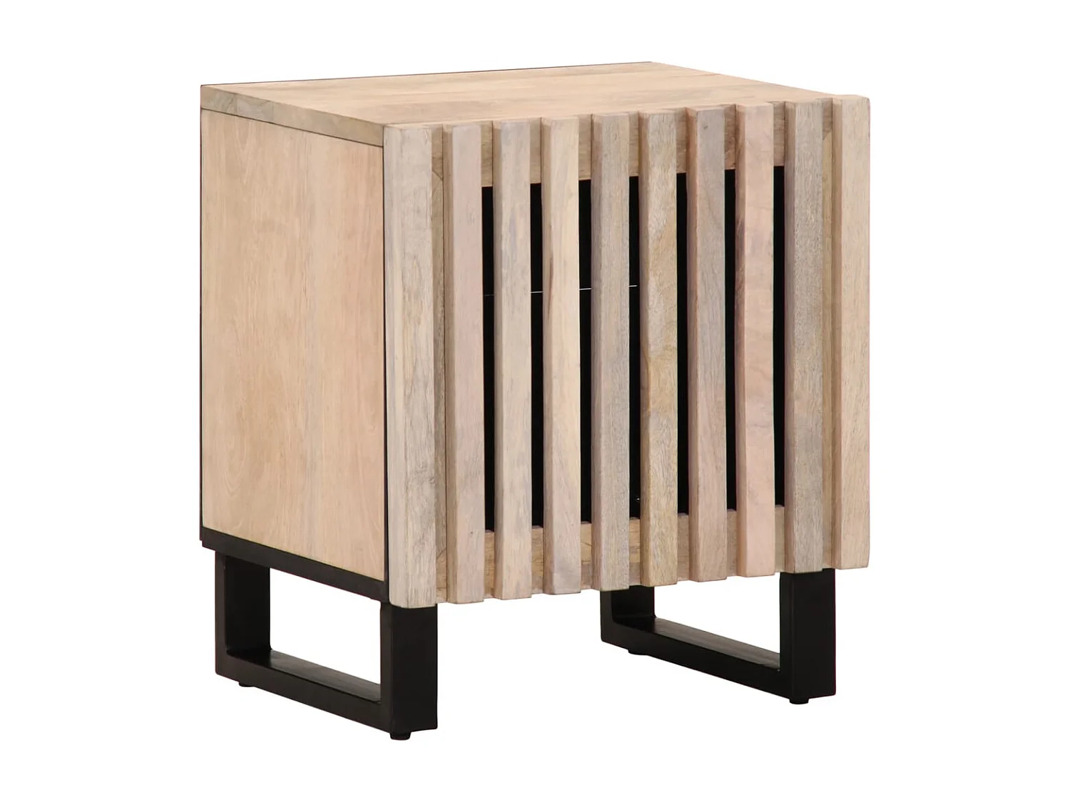 Table de chevet 40x33x46 cm bois de manguier massif blanchi