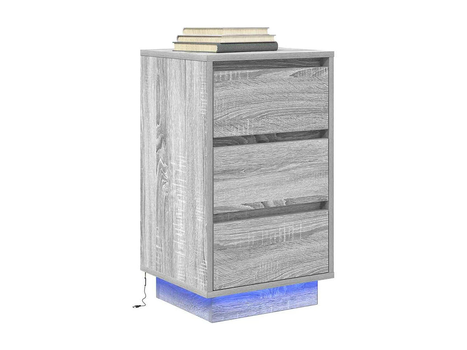 Table de chevet avec lumières LED sonoma gris 38x34x65 cm