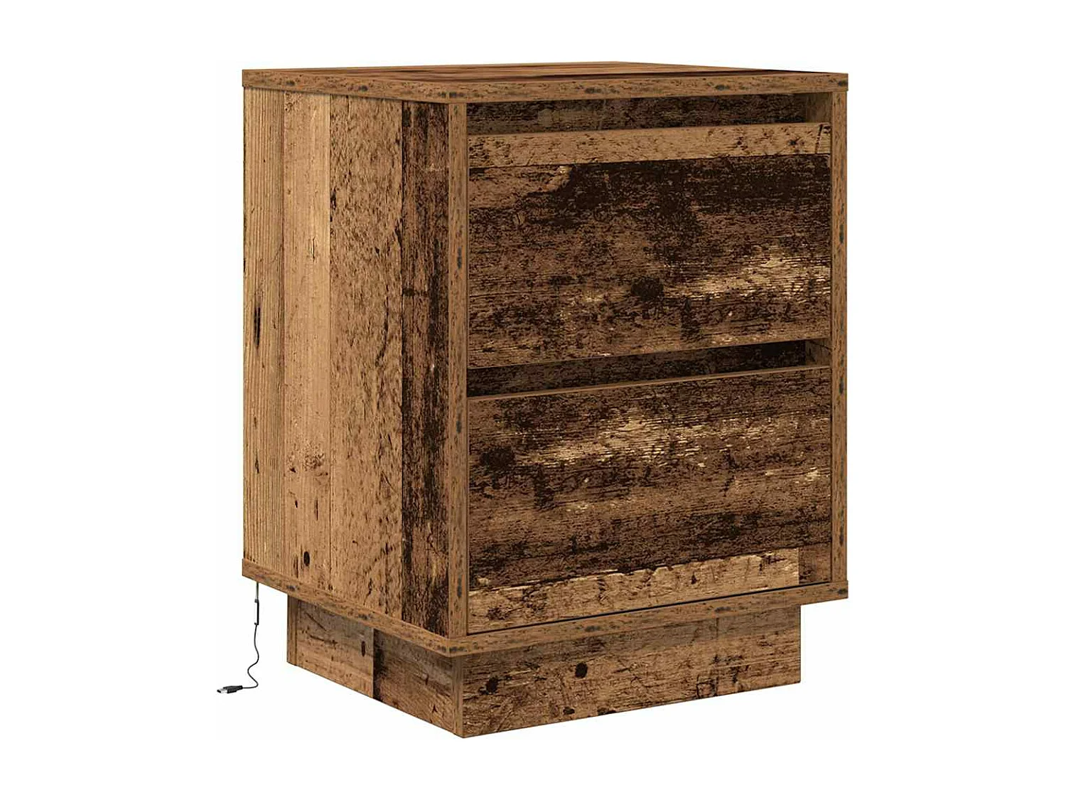 Table de chevet avec lumières LED vieux bois 38x34x50 cm