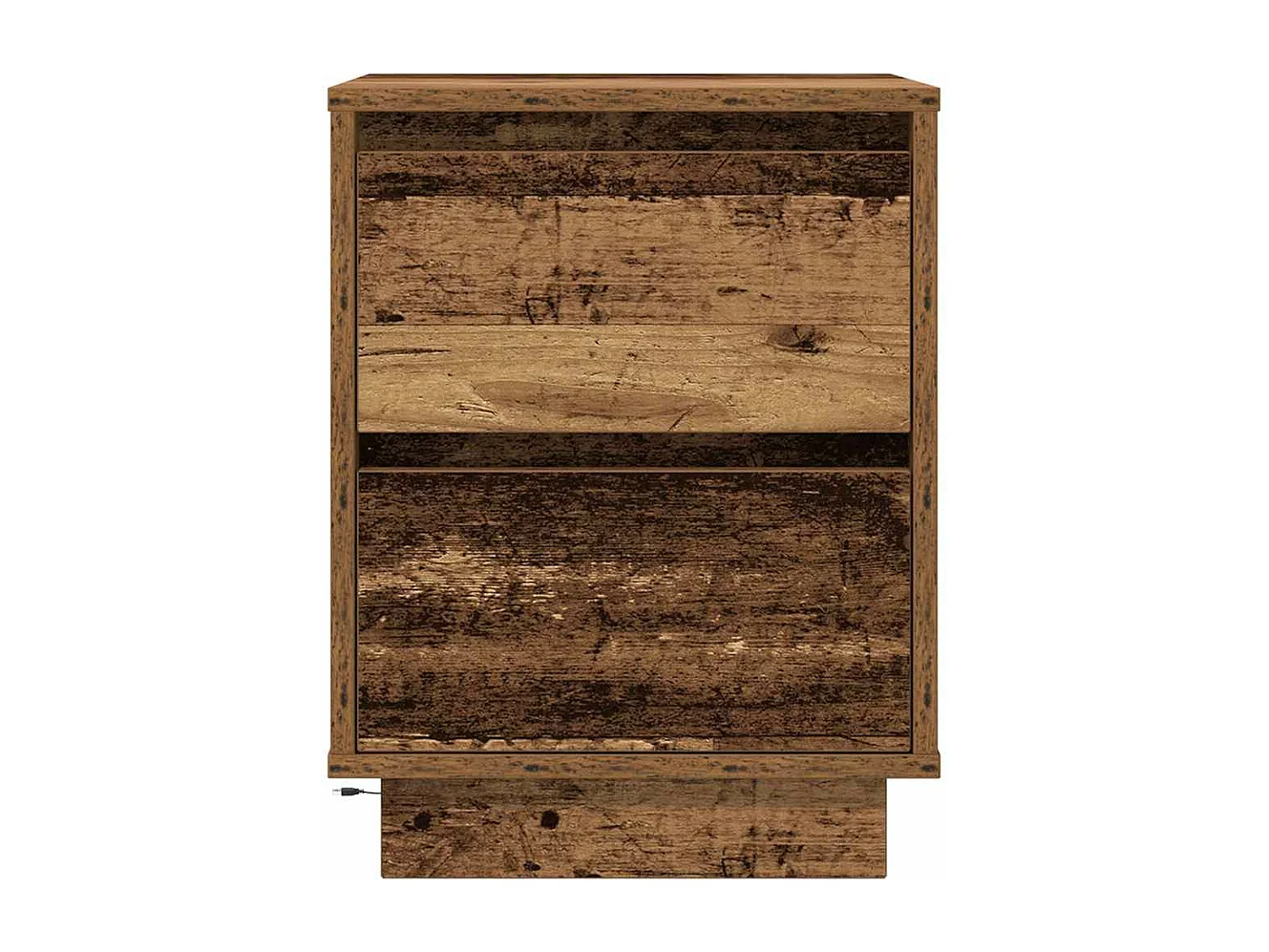 Table de chevet avec lumières LED vieux bois 38x34x50 cm