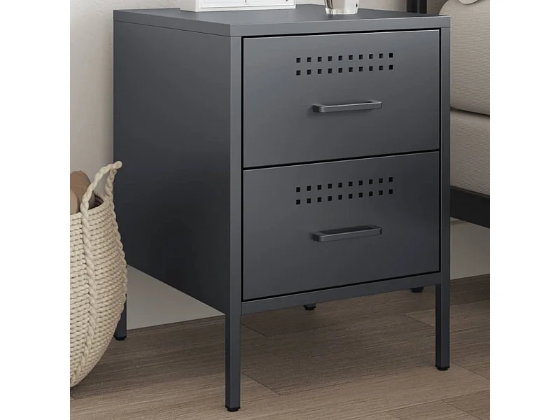 Table de chevet anthracite 36x39x50,5 cm acier