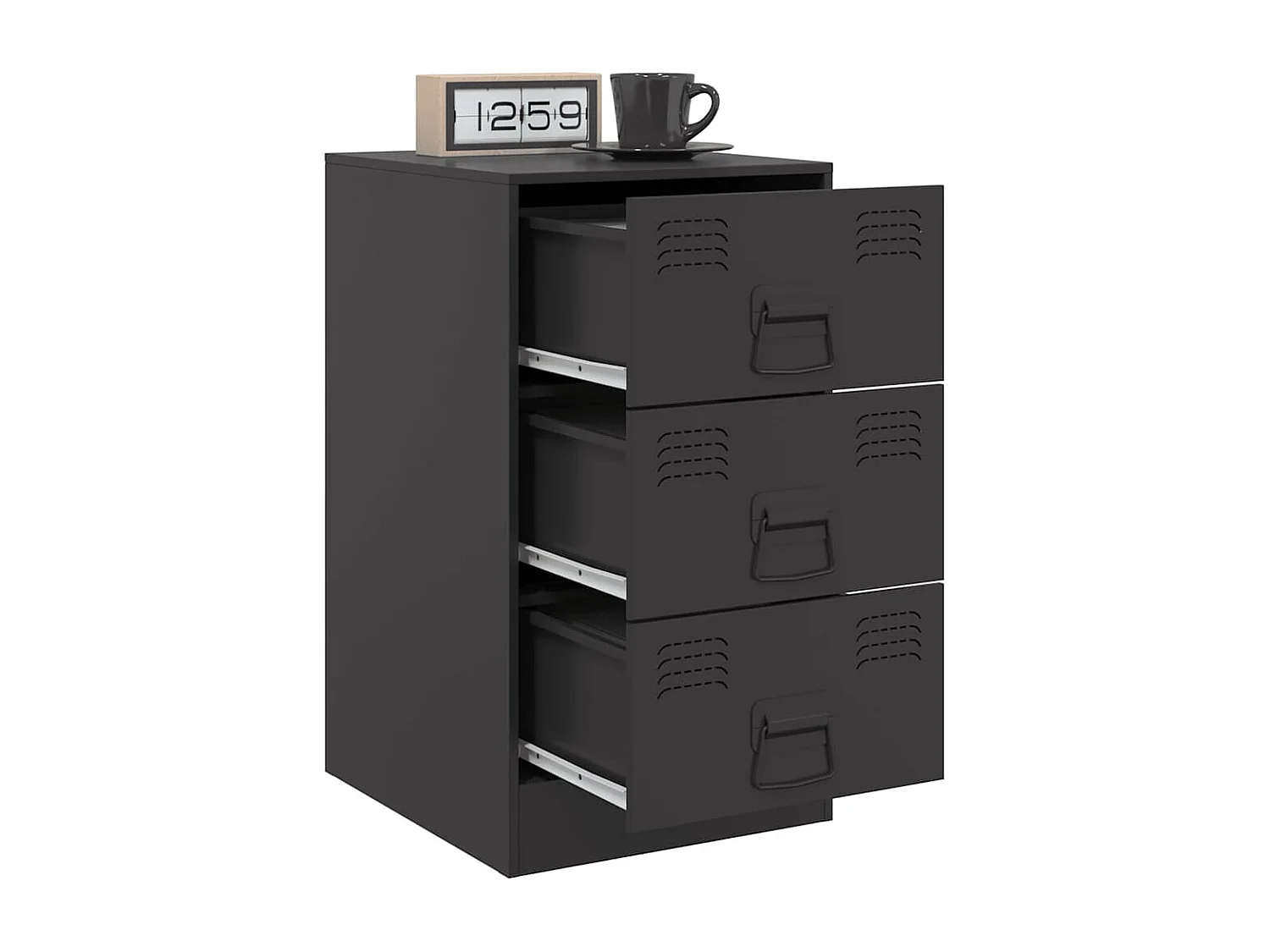 Tables de chevet 2 pièces noir 34,5x39x62 cm acier