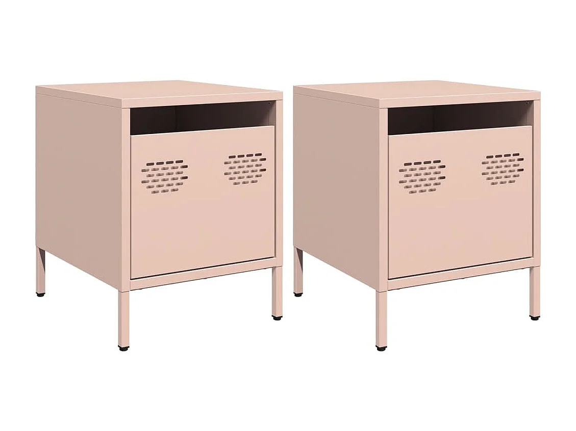 Tables de chevet 2 pièces rose 35x39x43,5 cm acier