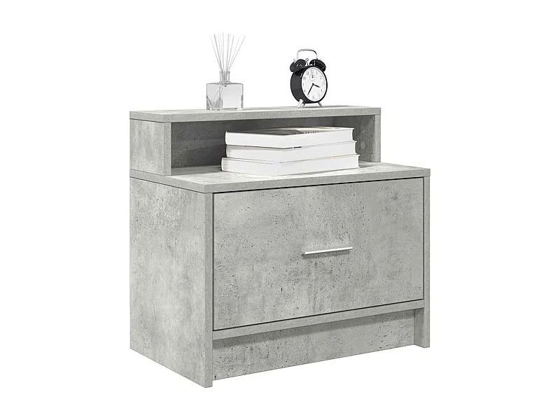 Mesa de cabeceira com gaveta 51x31x47 cm cinzento cimento