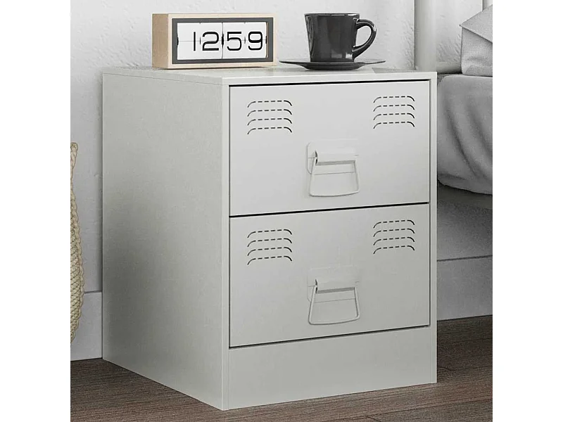 Mesa de cabeceira 34,5x39x44 cm aço branco