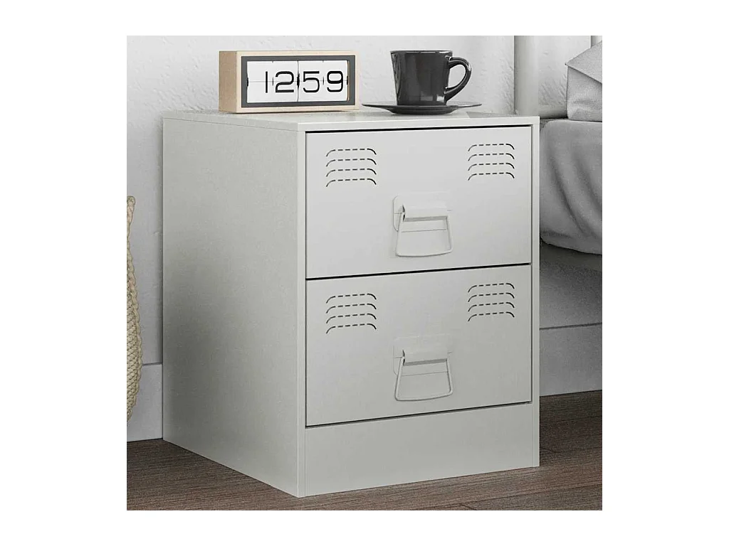 Table de chevet blanc 34,5x39x44 cm acier