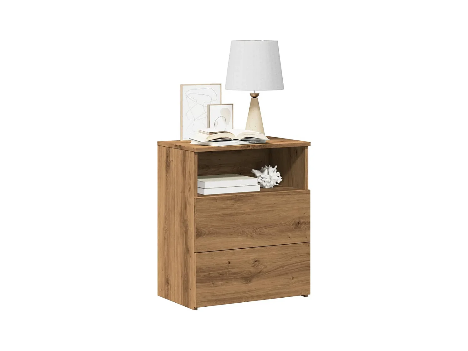 Mesa cabeceira 50x32x60cm derivados madeira carvalho artisiano