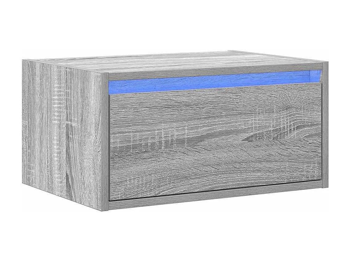 Table de chevet murale avec lumières LED sonoma gris
