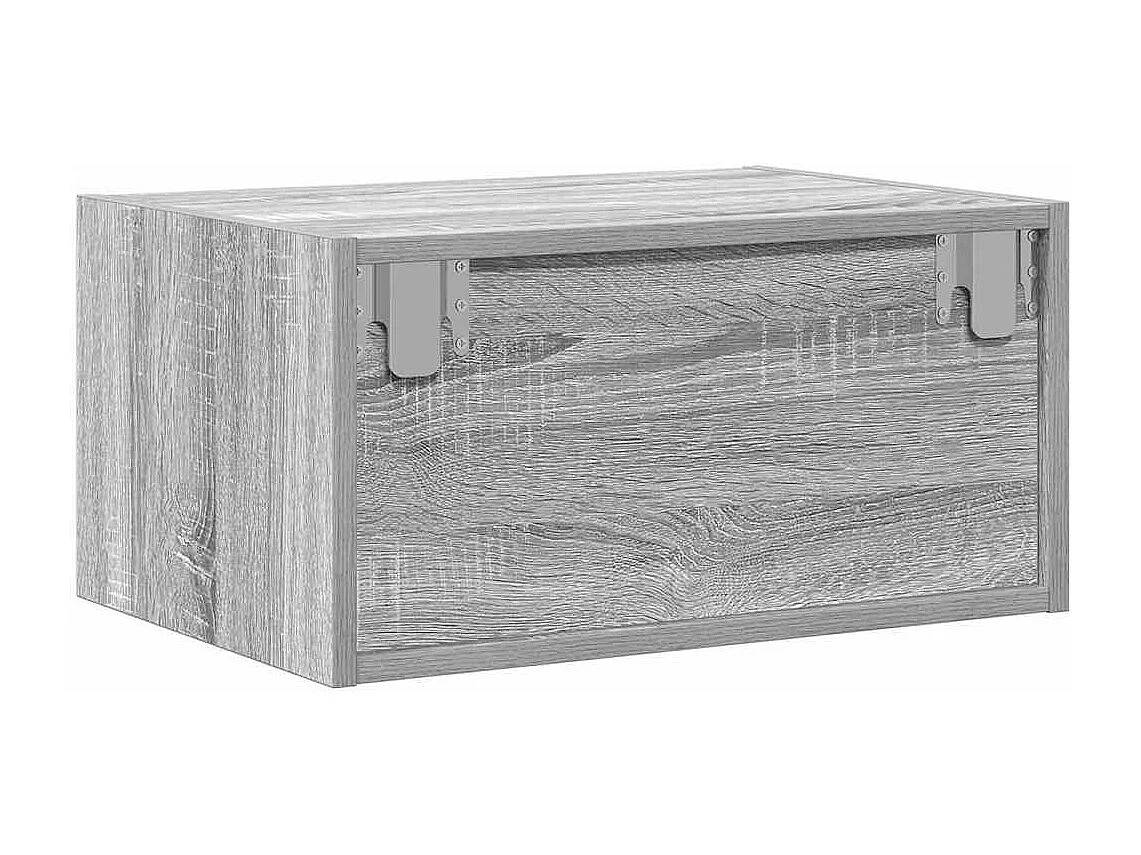 Table de chevet murale avec lumières LED sonoma gris