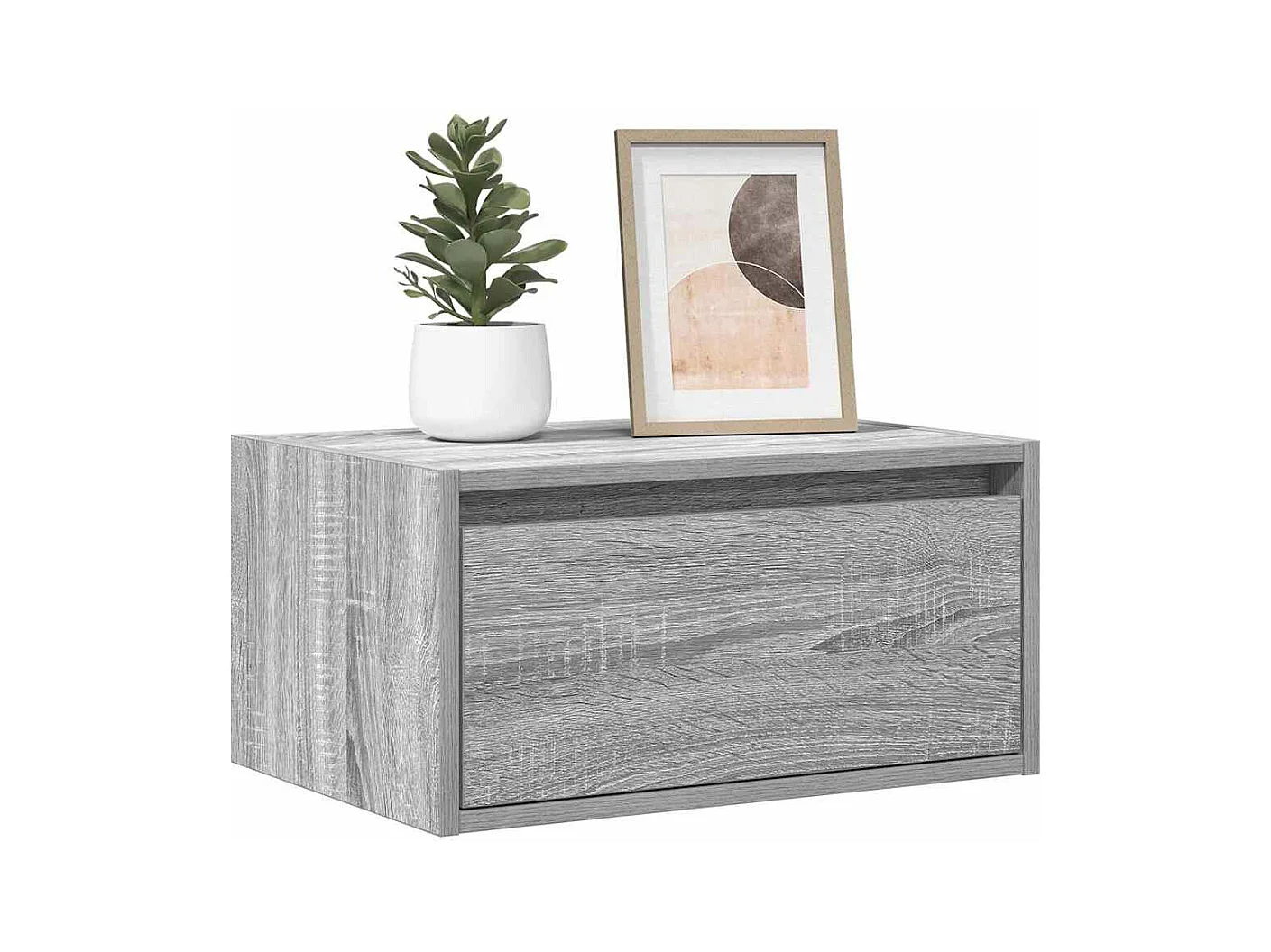 Table de chevet murale avec lumières LED sonoma gris