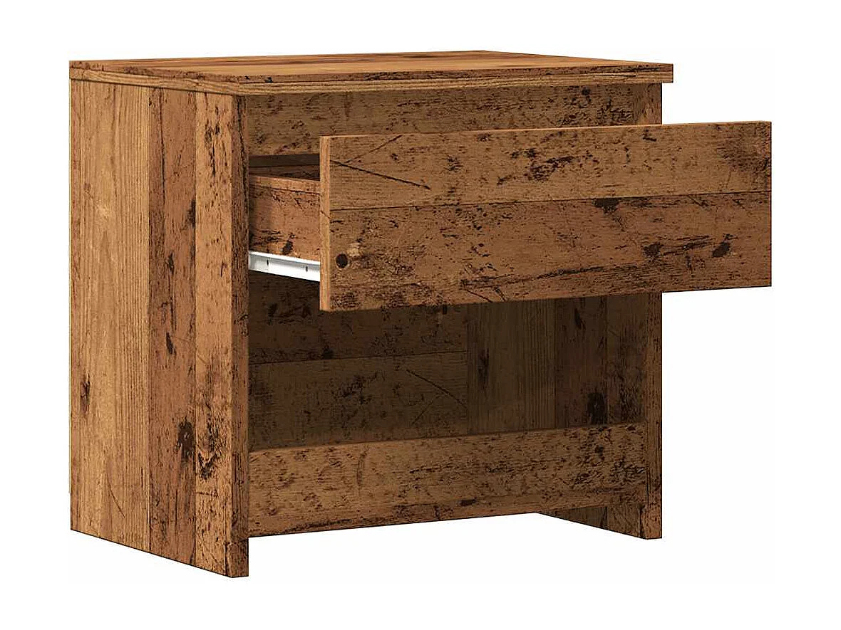 Nachtkastje 40x30x39 cm bewerkt hout oud houtkleurig