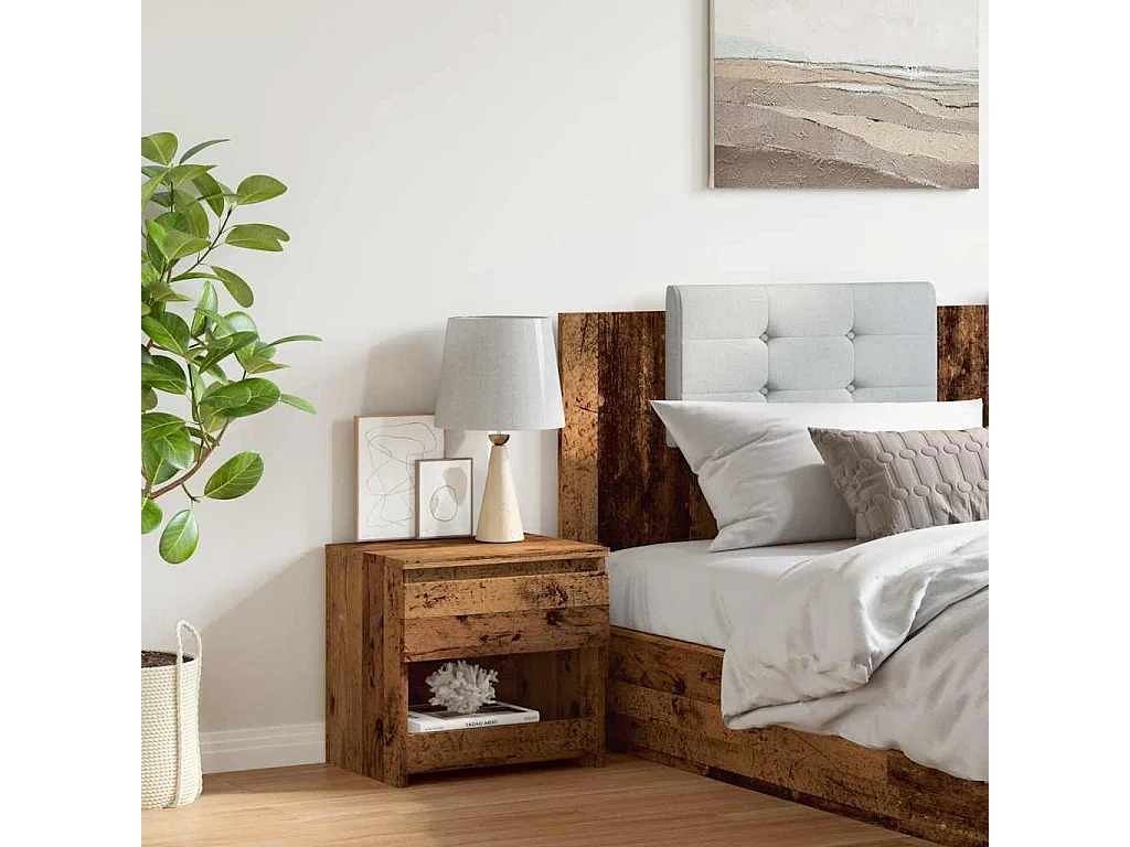 Table de chevet vieux bois 40x30x39 cm bois d'ingénierie