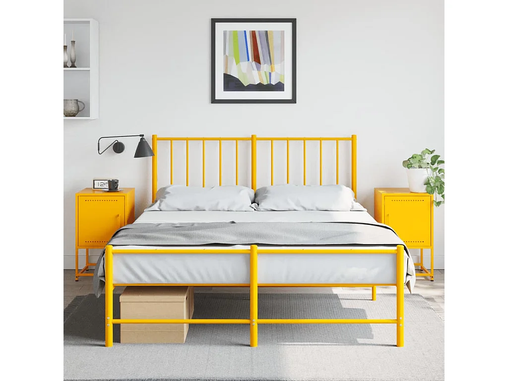 Mesas de cabeceira 2 peças 36x39x60,5 cm aço amarelo mostarda