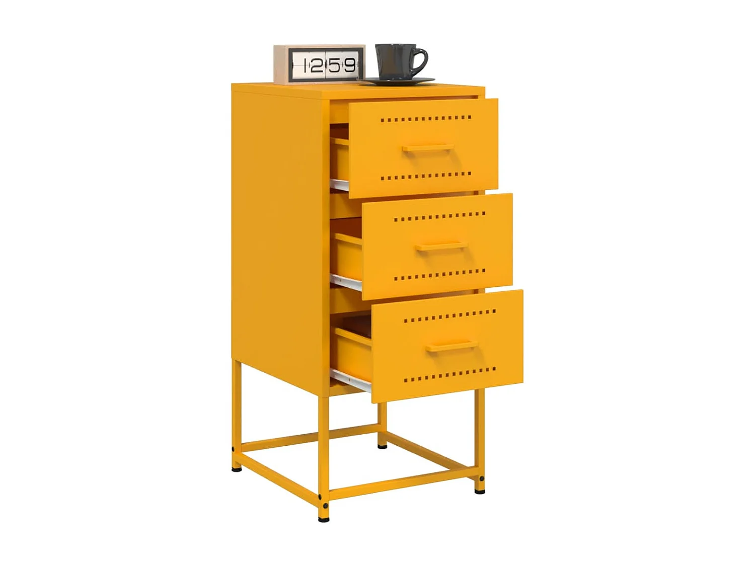 Table de chevet jaune moutarde 36x39x78 cm acier