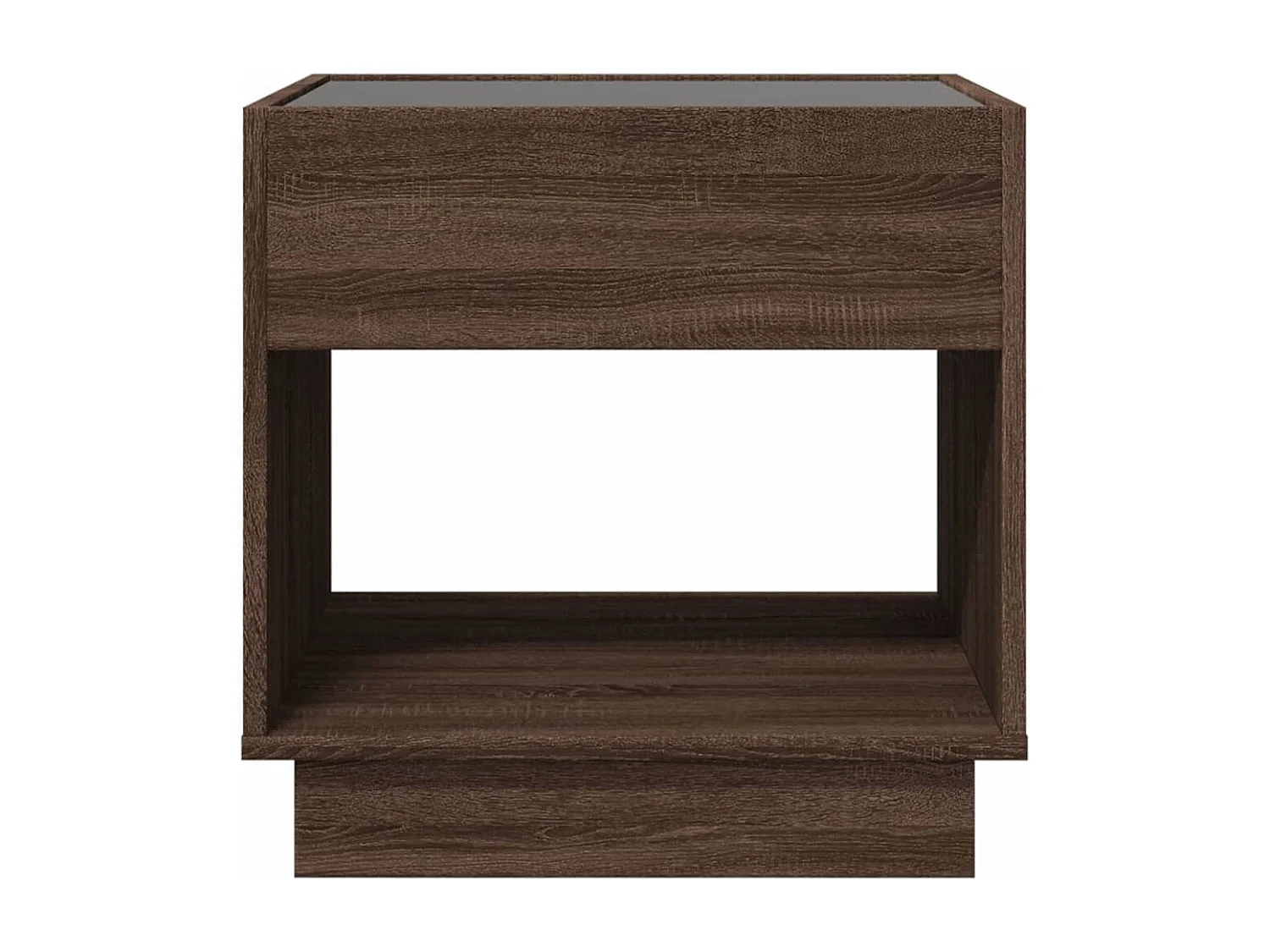 Mesita de noche con Infinity LED marrón roble 50x50x50 cm