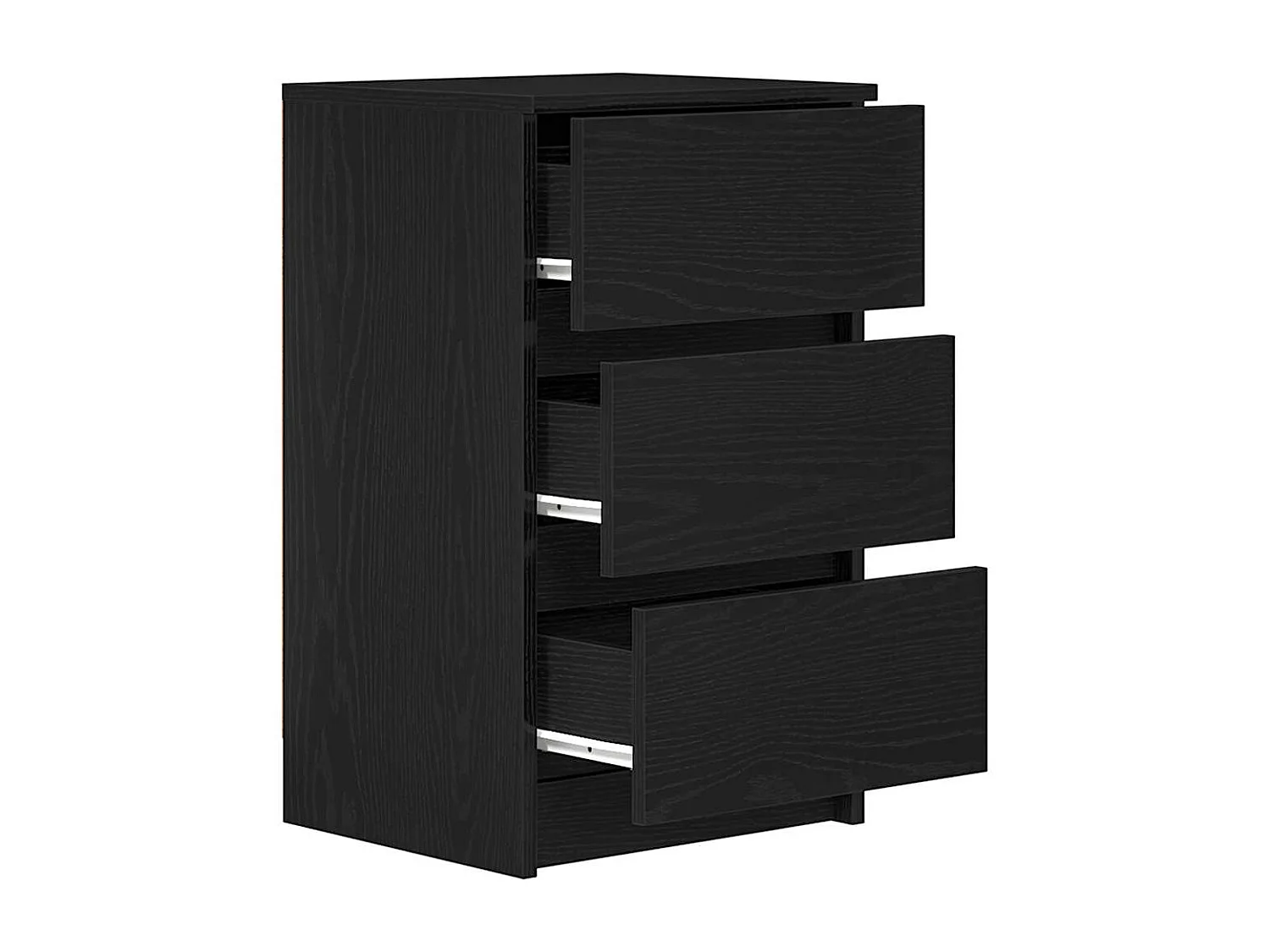 Table de chevet avec 3 tiroirs noir 39x35x65 cm