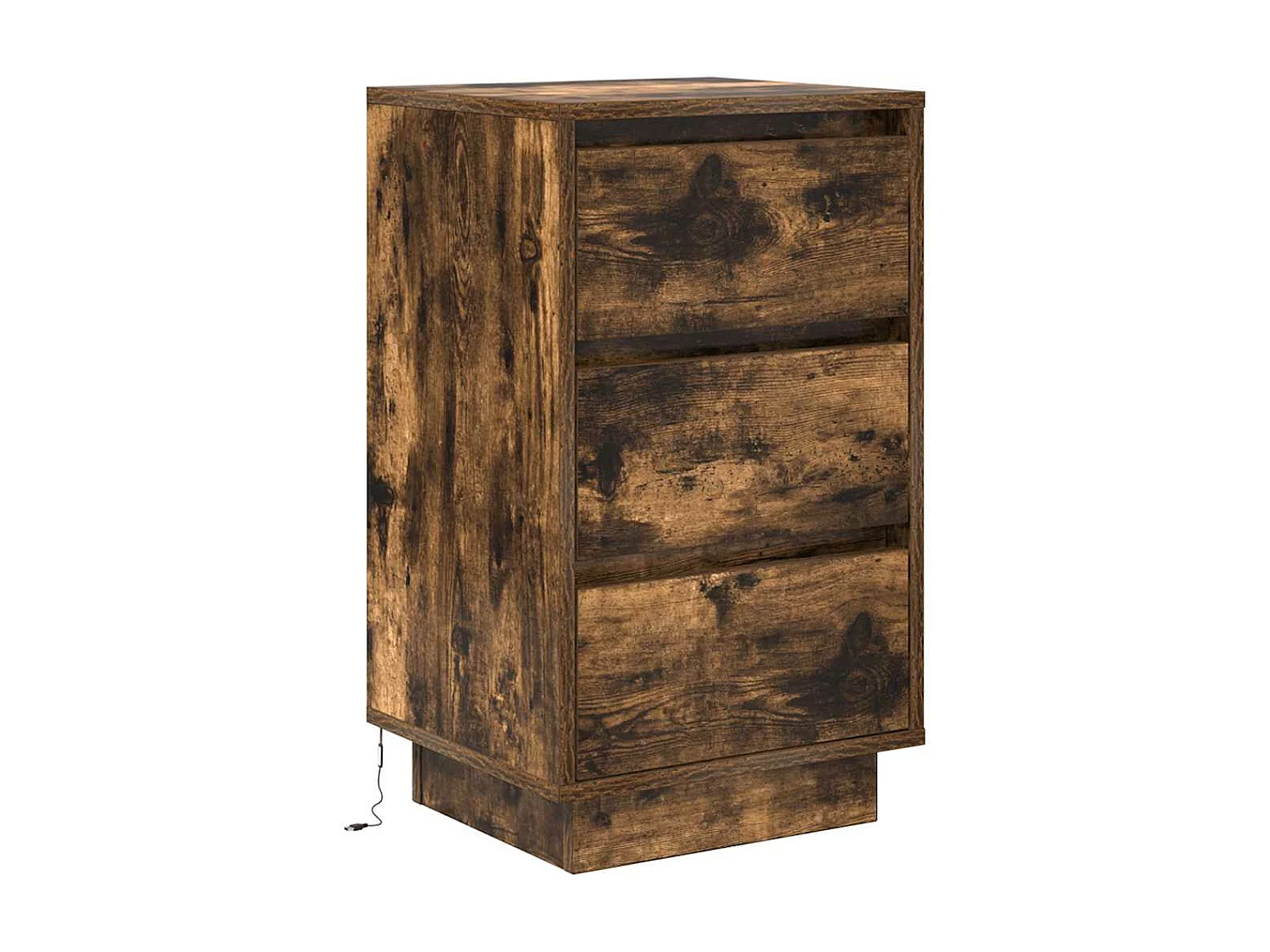 Table de chevet avec lumières LED chêne fumé 38x34x65 cm