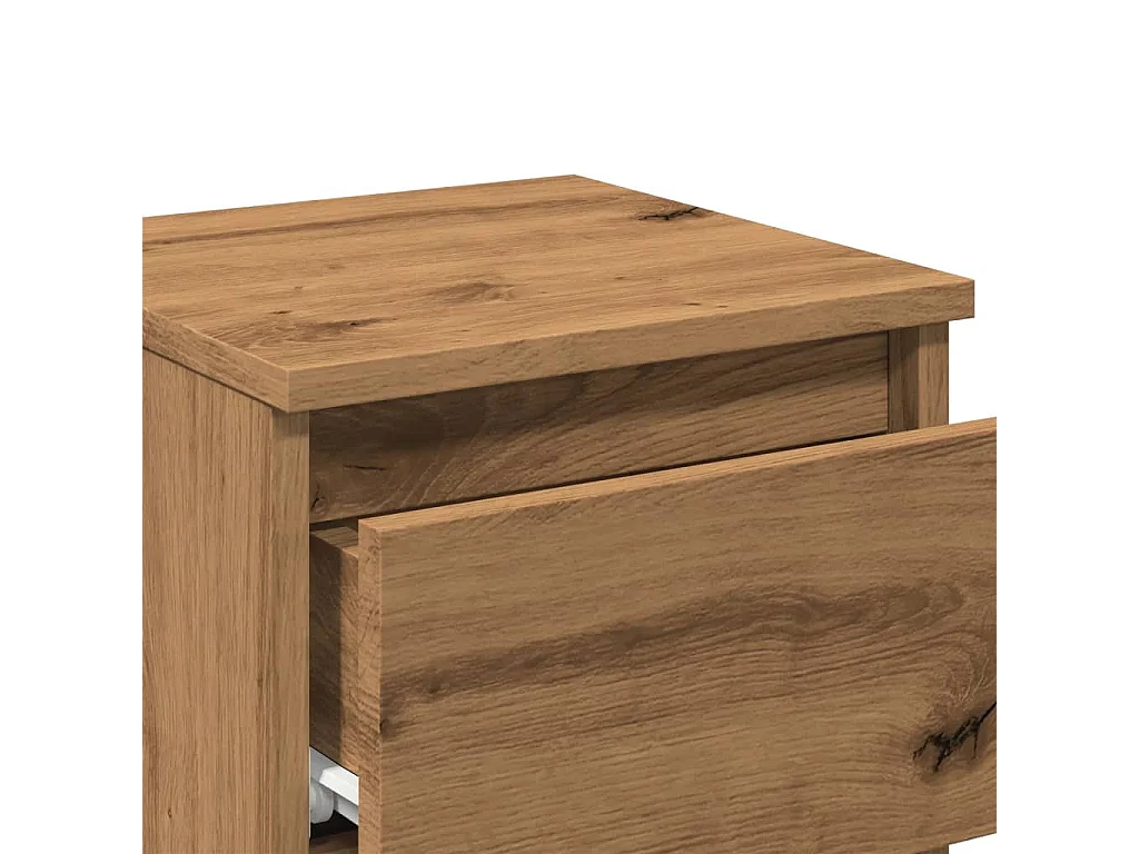 Nachtkastje 30x30x40 cm bewerkt hout artisanaal eikenkleurig