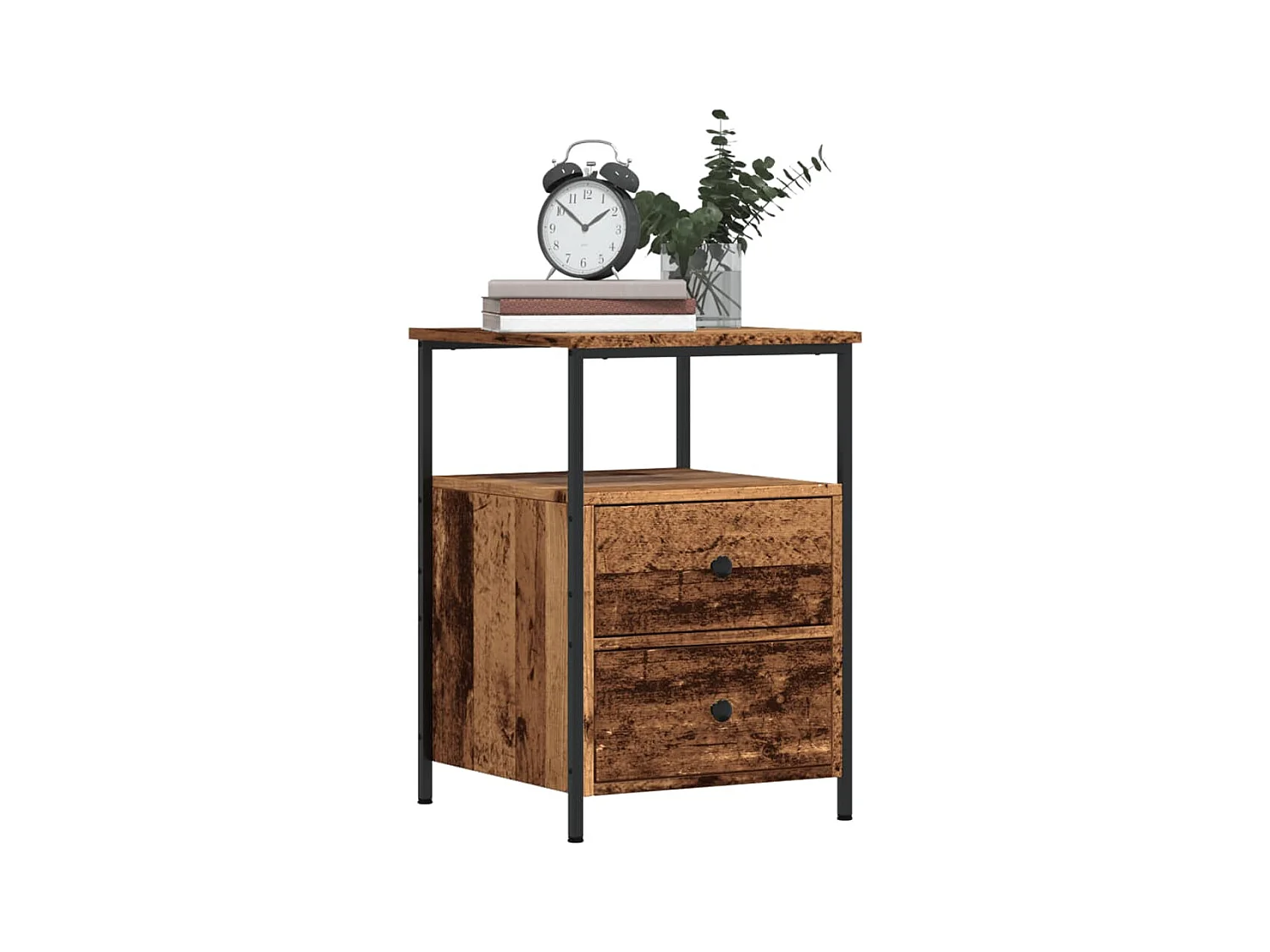 Tables de chevet 2 pièces vieux bois 34x35,5x50 cm bois ingénierie