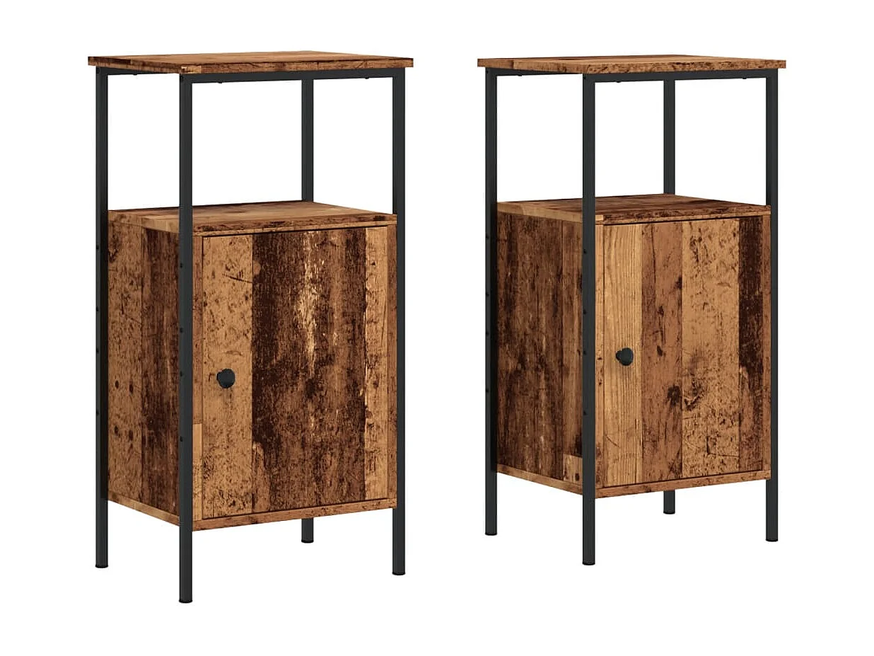 Tables de chevet 2 pièces vieux bois 41x31x80 cm bois d'ingénierie