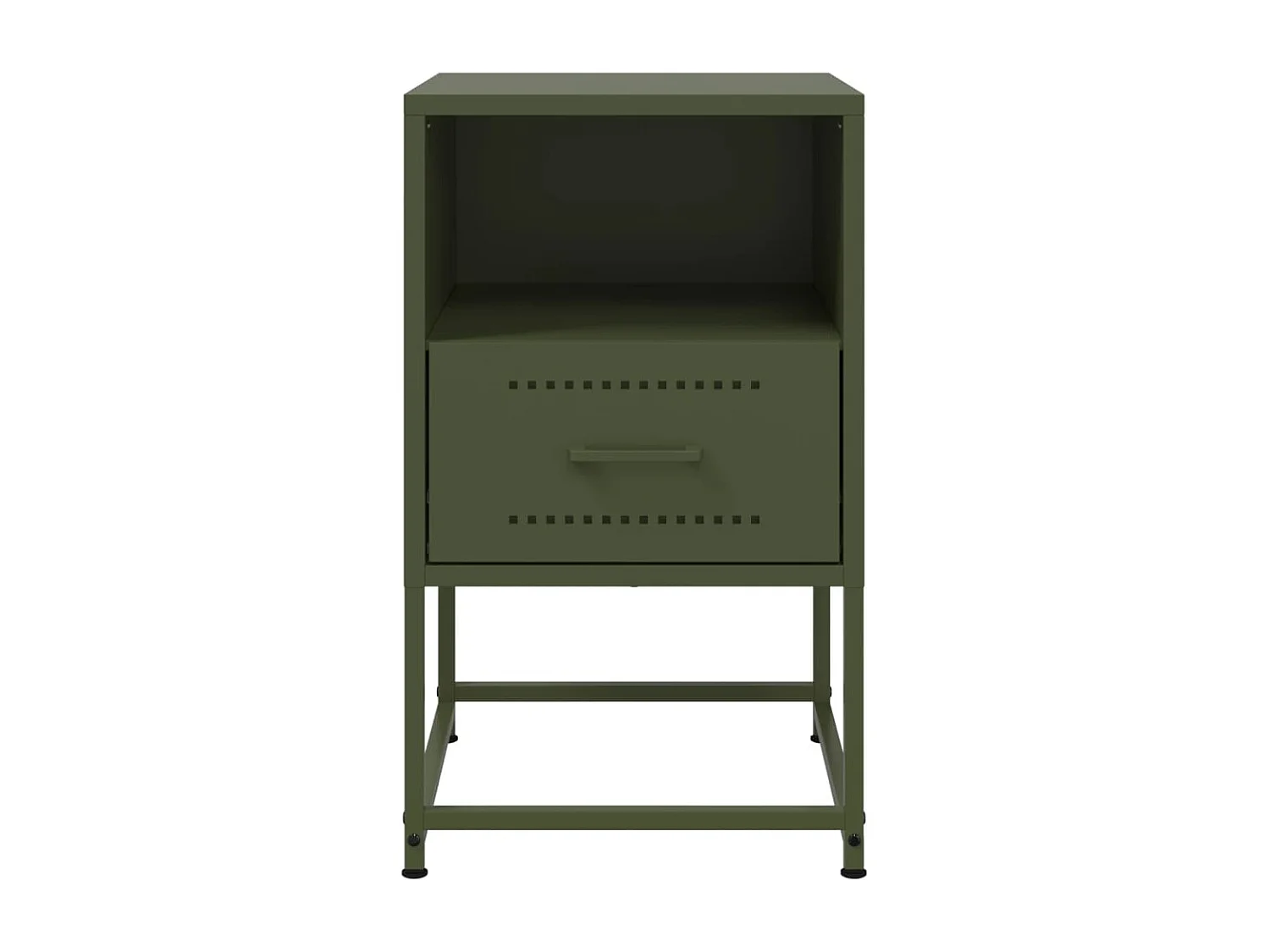 Table de chevet vert olive 36x39x60,5 cm acier