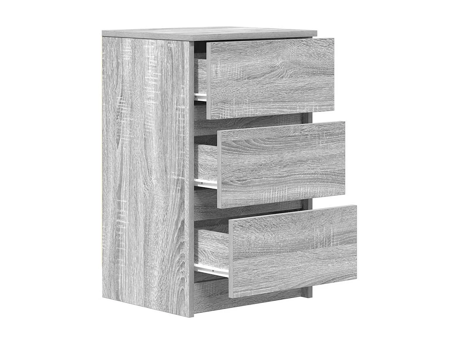 Mesa de cabeceira com 3 gavetas 39x35x65 cm sonoma cinzento