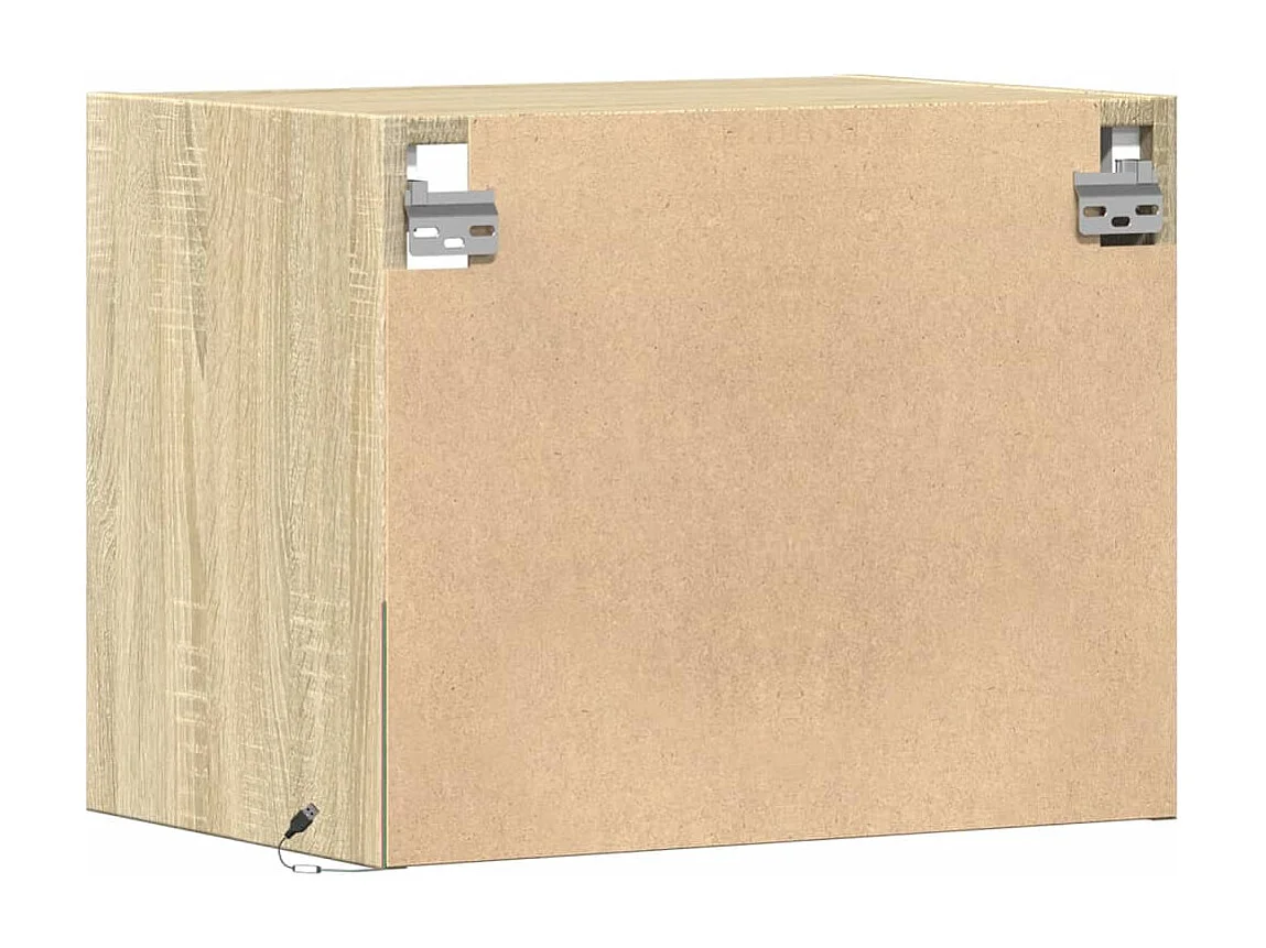 Mesita de noche de pared con luces LED roble Sonoma