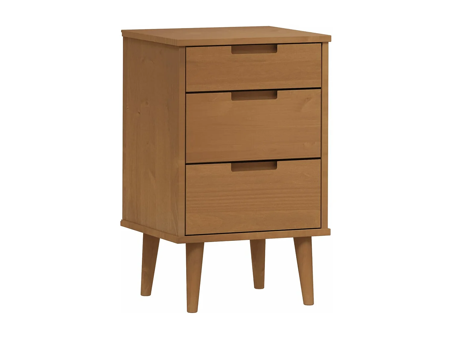 Mesita de noche MOLDE madera maciza de pino marrón 40x35x65 cm