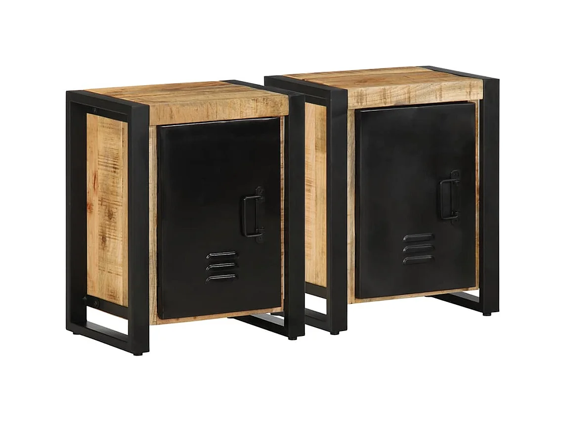 Tables de chevet 2 pièces bois de manguier massif brut