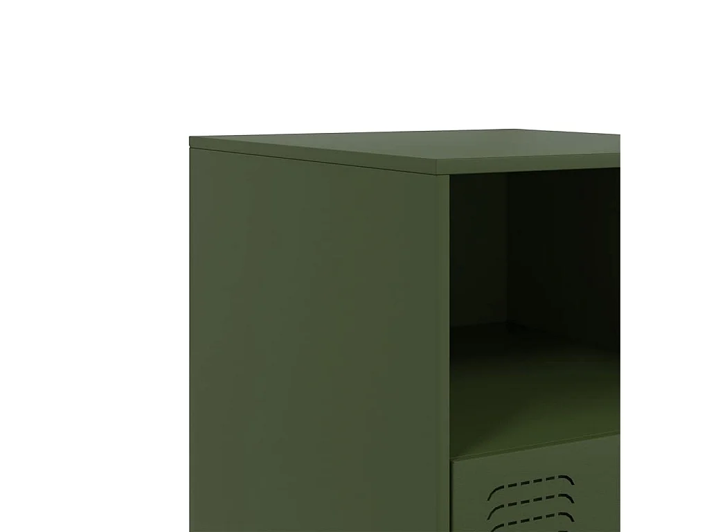 Tables de chevet 2 pièces noir vert olive 34,5x39x44 cm acier