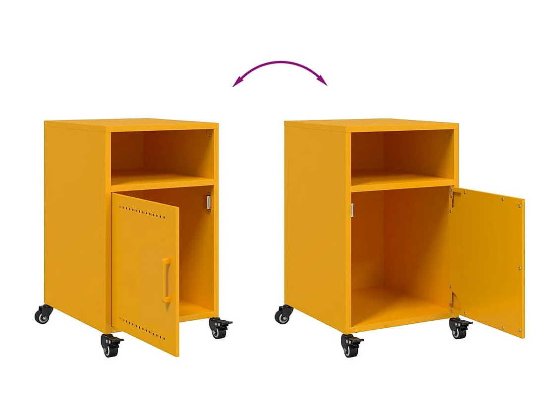 Tables de chevet 2 pièces jaune moutarde 36x39x59 cm acier