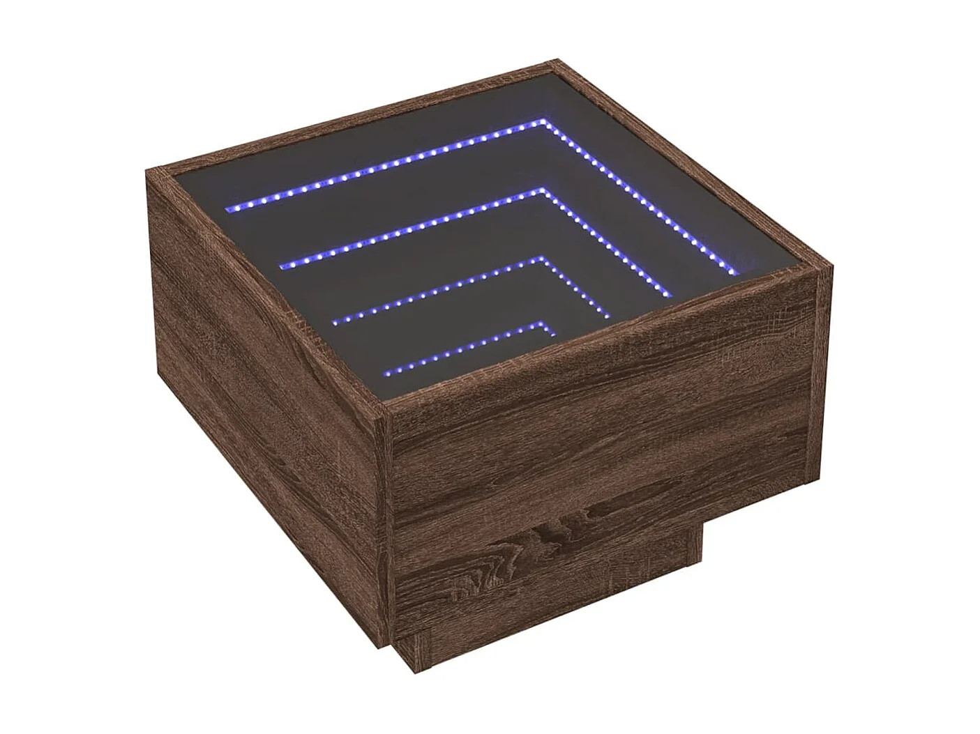 Table de chevet avec LED infini chêne marron 40x40x30 cm