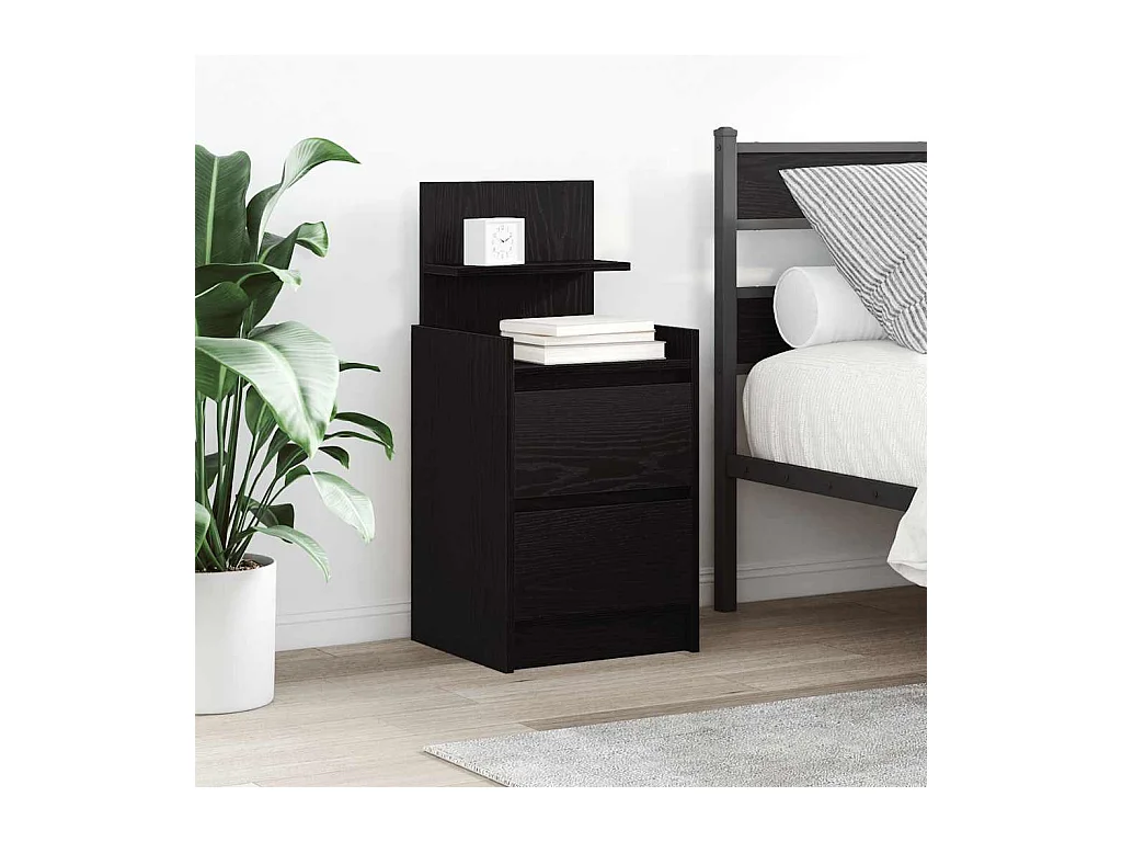 Mesa de cabeceira com 2 gavetas 38x34x80 cm preto