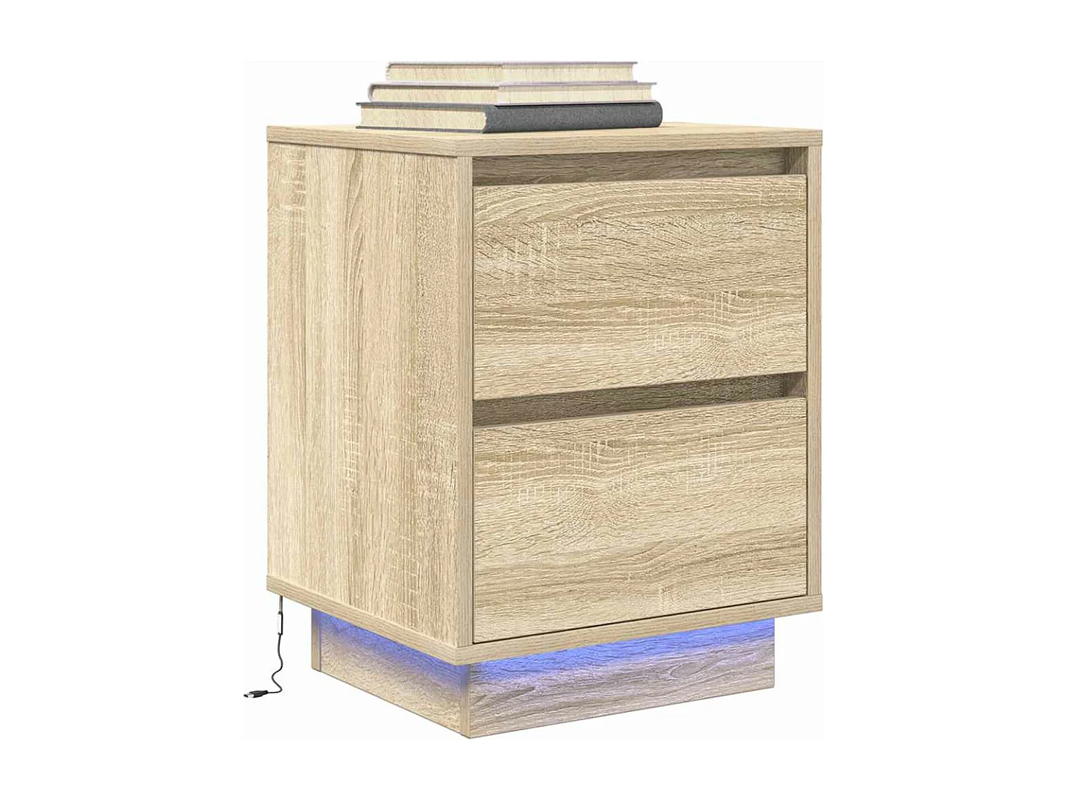 Tables de chevet avec lumières LED 2pièces chêne sonoma 38x34x50cm