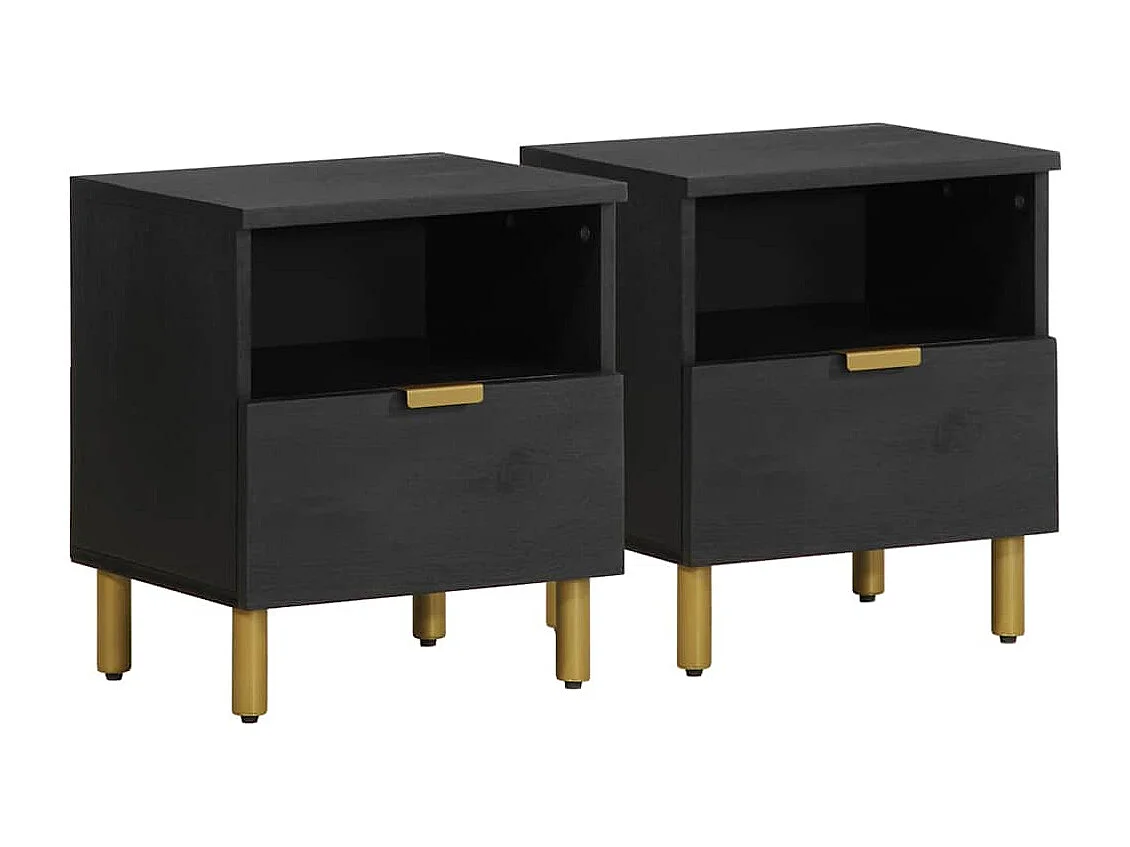 Table de chevet noir 40x33x46 cm bois d'ingénierie