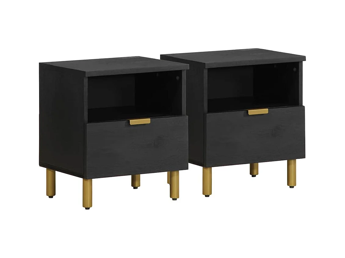Table de chevet noir 40x33x46 cm bois d'ingénierie