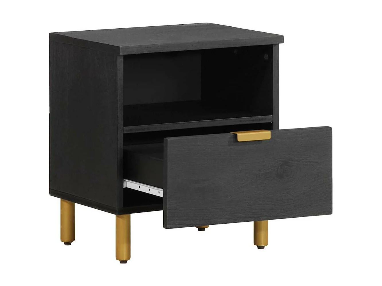 Table de chevet noir 40x33x46 cm bois d'ingénierie