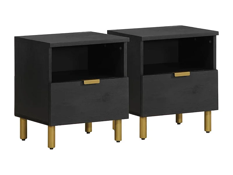 Table de chevet noir 40x33x46 cm bois d'ingénierie