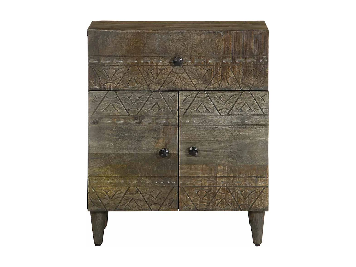 Table de chevet gris clair 50x33x60 cm bois de manguier massif